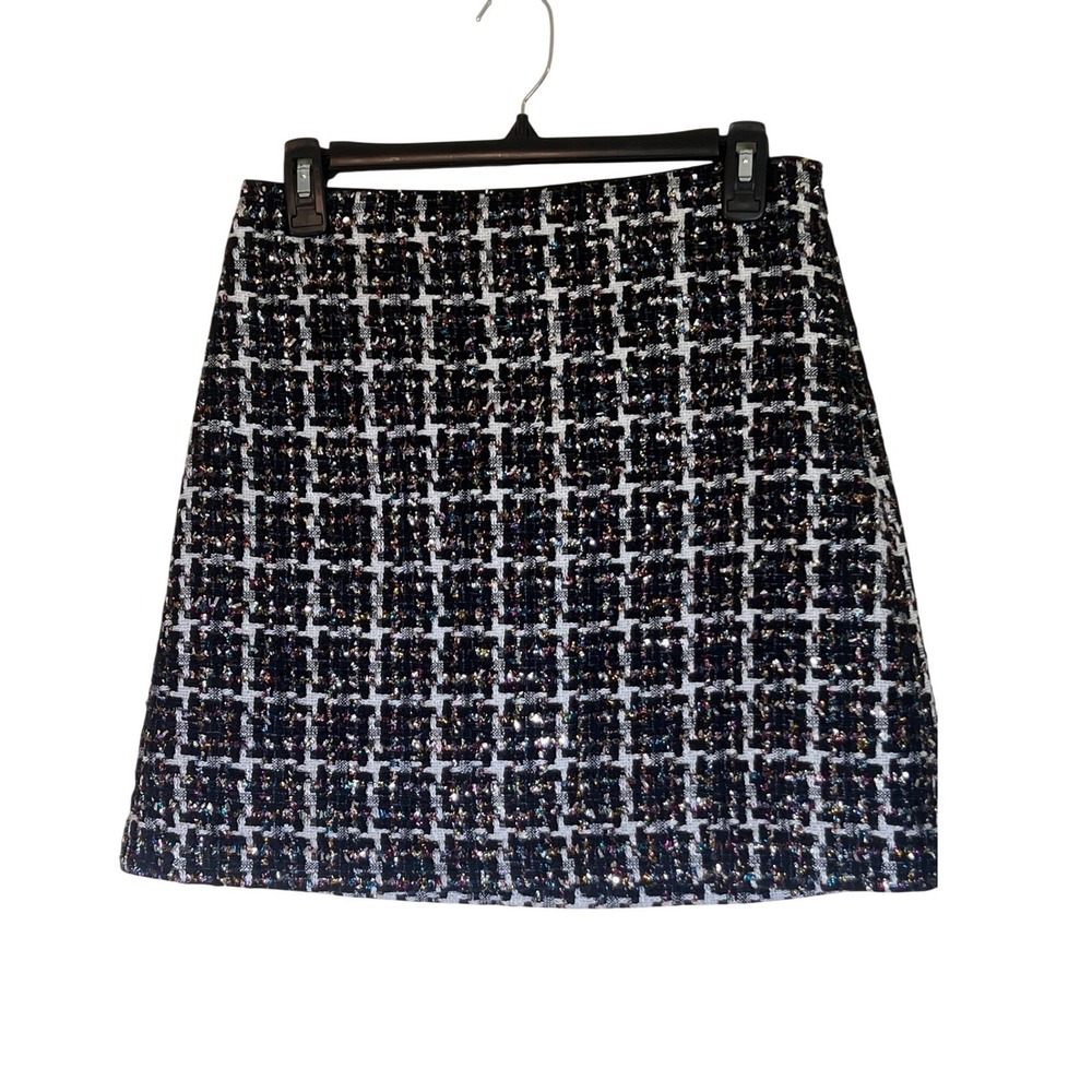 LOFT Mini Skirt Womens Size 2 Black White Tweed Party Career‎